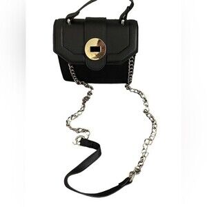 NWT Steve Madden Mini Satchel with Silver Link Crossbody Strap Included. Black.
